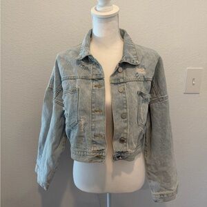 NWOT 12th Tribe Cropped Denim Jacket with Studded Detail
